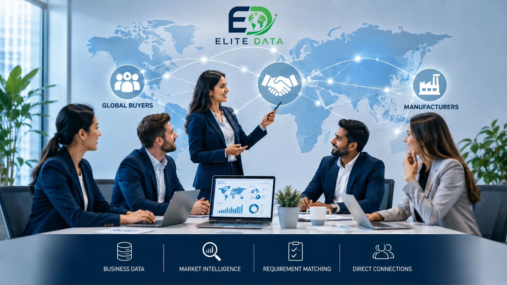 Elite Data Services team connecting global buyers and manufacturers